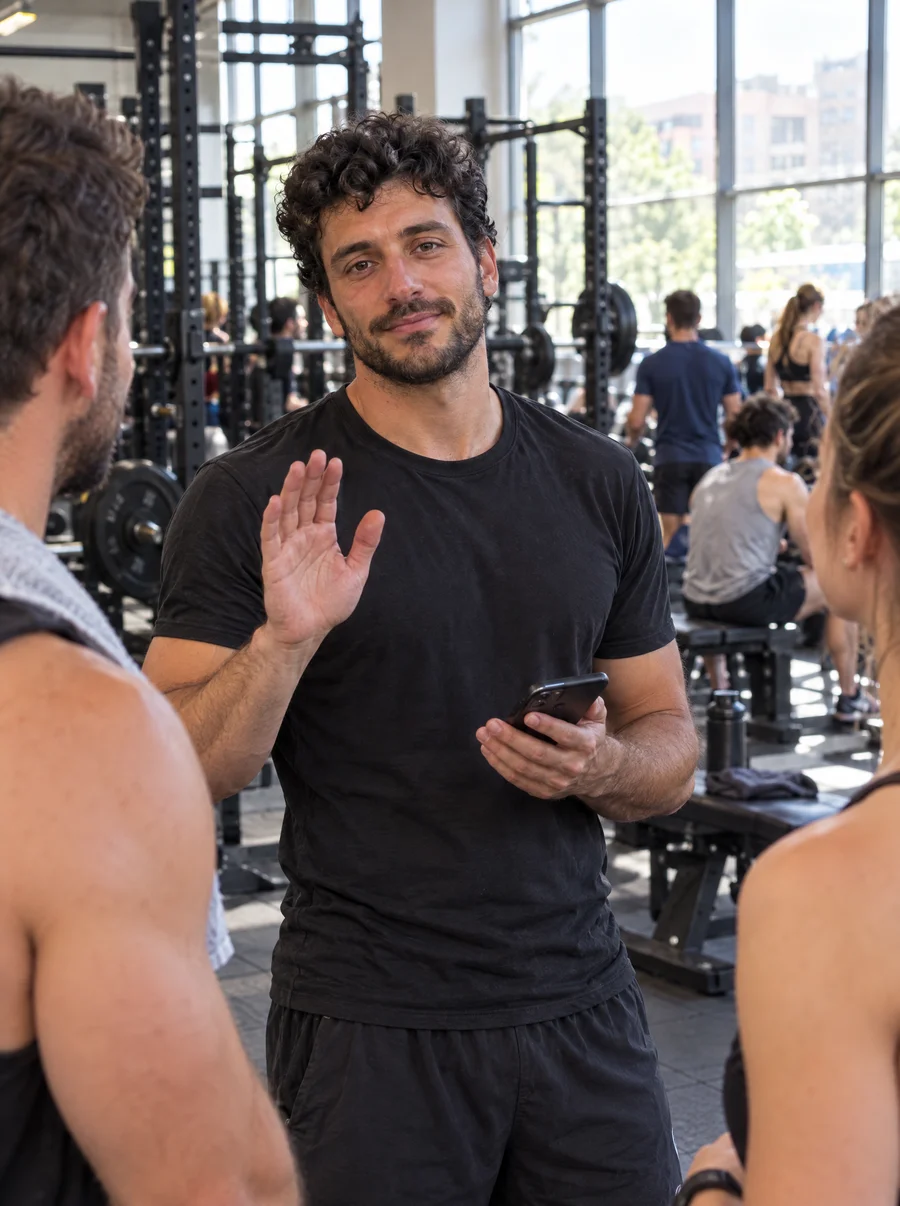 In palestra saluta con un cenno le persone che vede ogni settimana